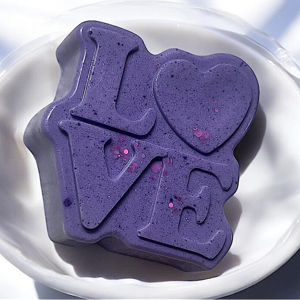 Citrus apple handmade Soap 3x3in 6oz purple shea butter & coconut oil based
